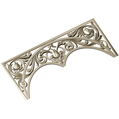 Acanthus triple-arch decorative panel STL for CNC