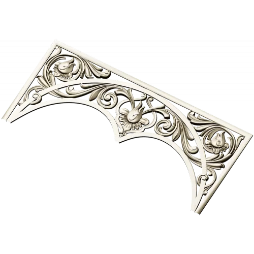 Acanthus triple-arch decorative panel STL for CNC