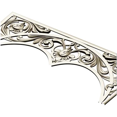 Acanthus triple-arch decorative panel STL for CNC