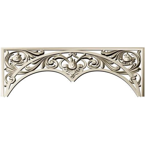Acanthus triple-arch decorative panel STL for CNC
