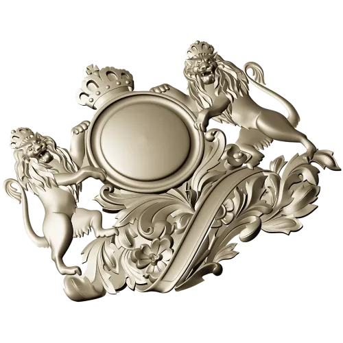 Королевский картуш со львами - STL модель для ЧПУ