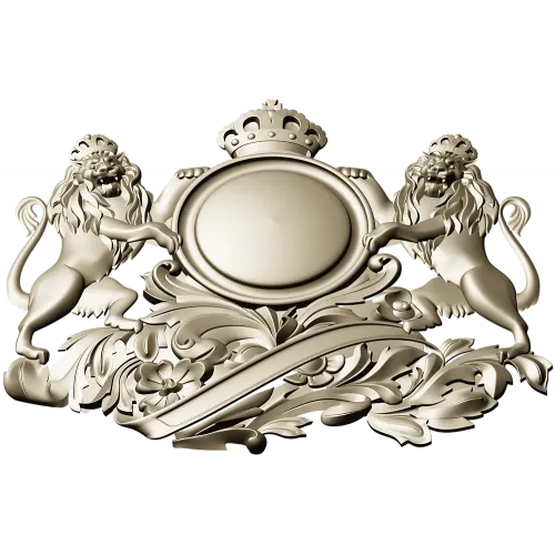 Королевский картуш со львами - STL модель для ЧПУ