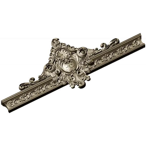 Ornate Cartouche 3D STL for CNC - High-Relief Acanthus Pediment