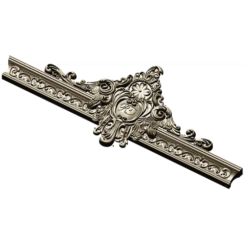 Ornate Cartouche 3D STL for CNC - High-Relief Acanthus Pediment