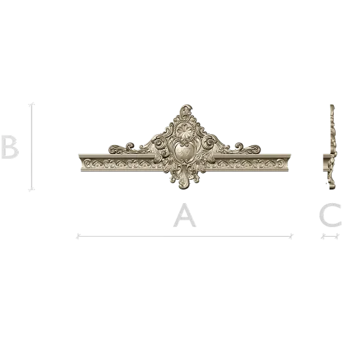 Ornate Cartouche 3D STL for CNC - High-Relief Acanthus Pediment