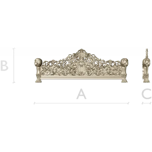 Резная горизонтальная панель с львиными навершиями - STL 3D модель