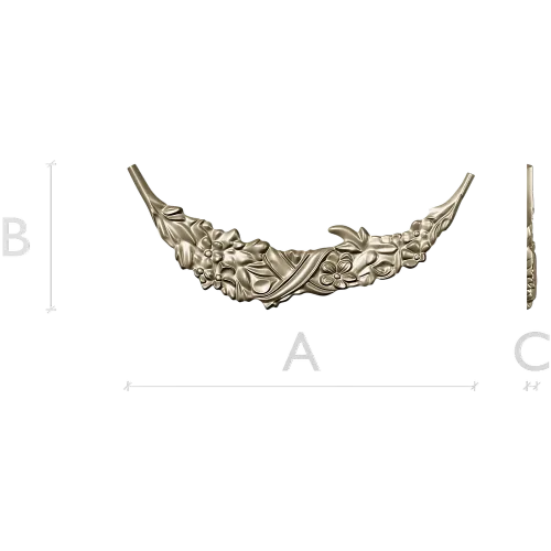 Crescent Floral Applique STL