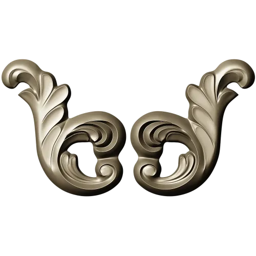 Rocaille acanthus ornament STL 3D model for CNC