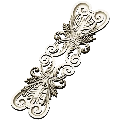 Acanthus Scroll Cartouche - STL 3D model for CNC