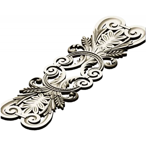 Acanthus Scroll Cartouche - STL 3D model for CNC