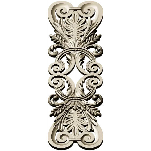Acanthus Scroll Cartouche - STL 3D model for CNC