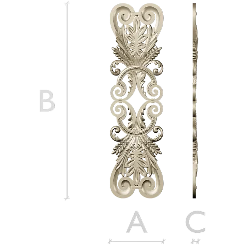 Acanthus Scroll Cartouche - STL 3D model for CNC