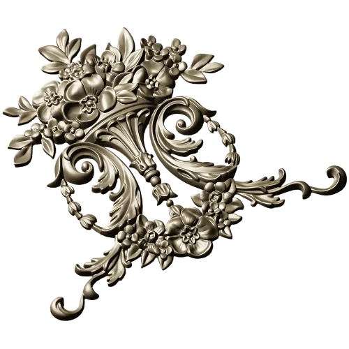 Ornate Floral Cartouche STL 3D Model for CNC Carving