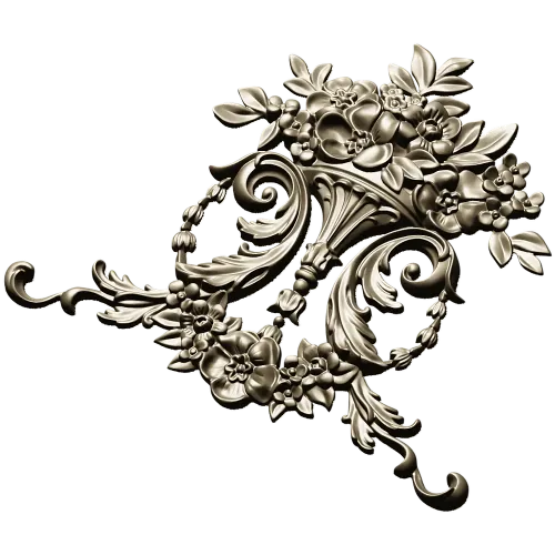 Ornate Floral Cartouche STL 3D Model for CNC Carving