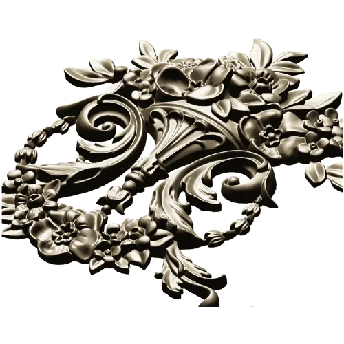 Ornate Floral Cartouche STL 3D Model for CNC Carving
