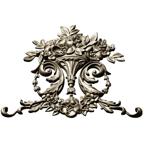 Ornate Floral Cartouche STL 3D Model for CNC Carving