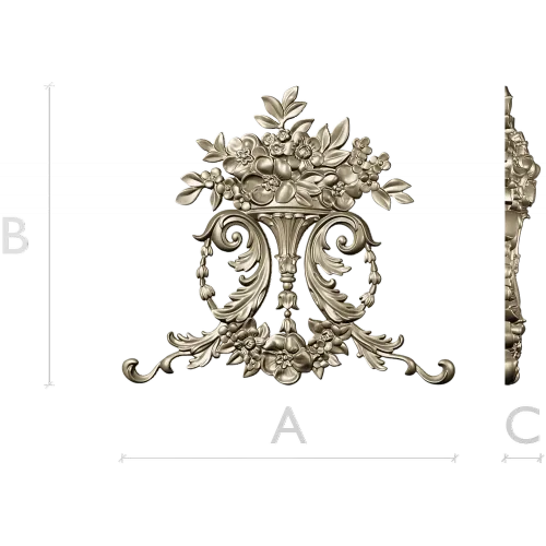 Ornate Floral Cartouche STL 3D Model for CNC Carving