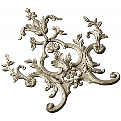 Rococo Floral Crest STL 3D Model for CNC
