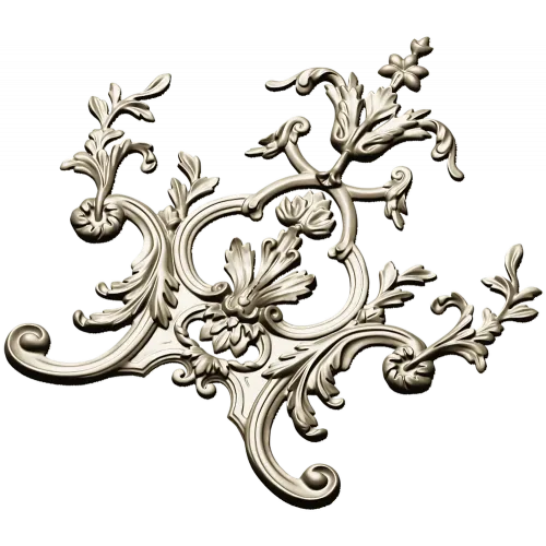 Rococo Floral Crest STL 3D Model for CNC