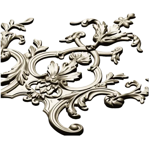 Rococo Floral Crest STL 3D Model for CNC