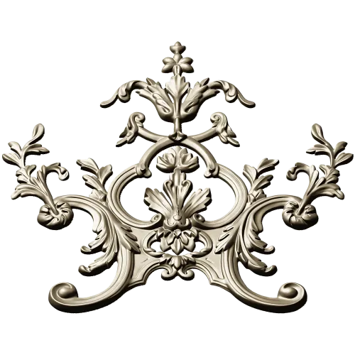 Rococo Floral Crest STL 3D Model for CNC