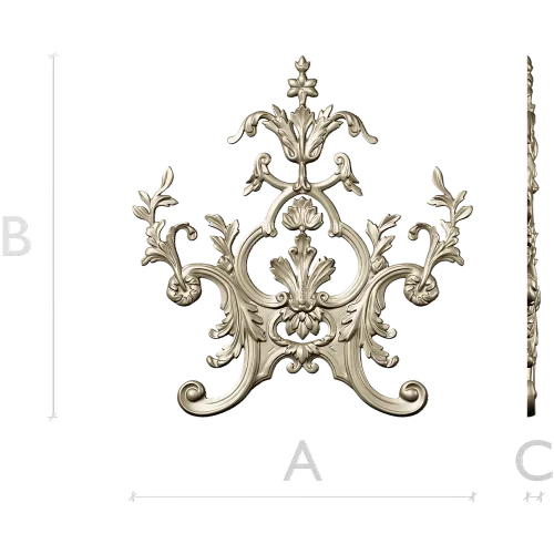 Rococo Floral Crest STL 3D Model for CNC