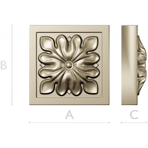 Sunburst Square Rosette - STL 3D model for CNC