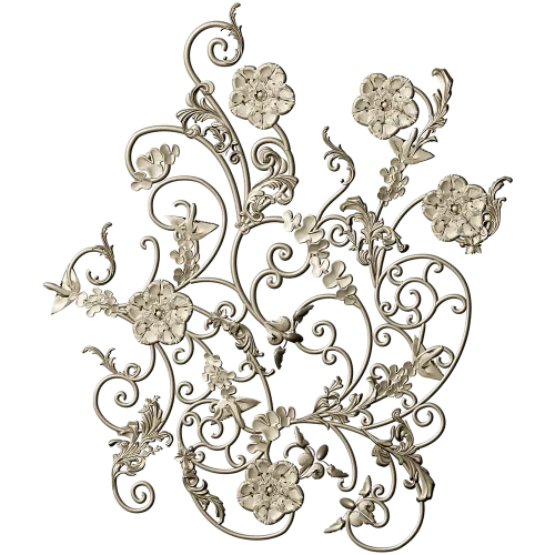 Rococo Floral Scrollwork Panel STL 3D Model