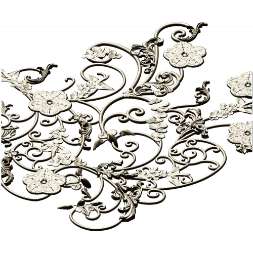 Rococo Floral Scrollwork Panel STL 3D Model