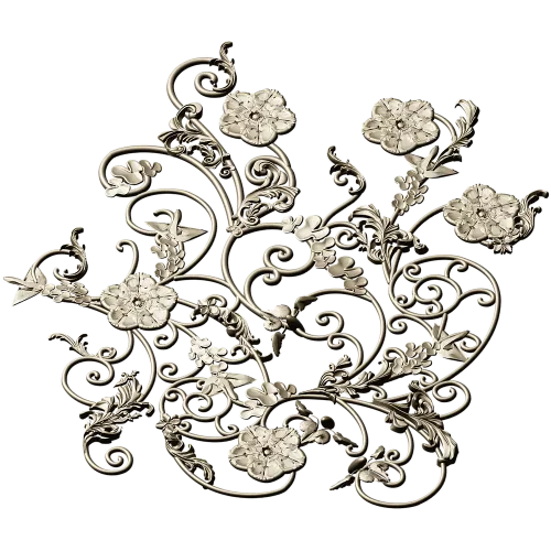 Rococo Floral Scrollwork Panel STL 3D Model