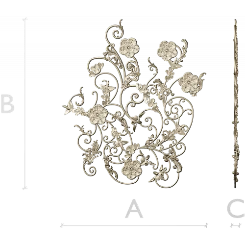 Rococo Floral Scrollwork Panel STL 3D Model