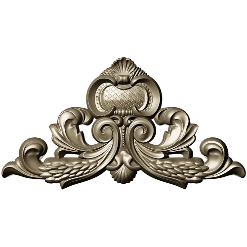 Ornate acanthus cartouche 3D model in STL for CNC carving
