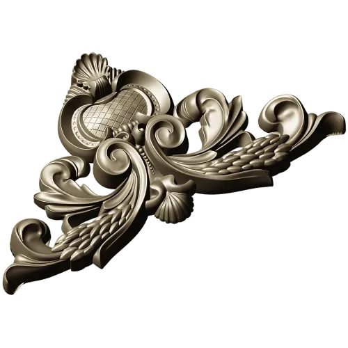 Ornate acanthus cartouche 3D model in STL for CNC carving
