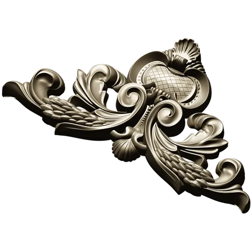 Ornate acanthus cartouche 3D model in STL for CNC carving