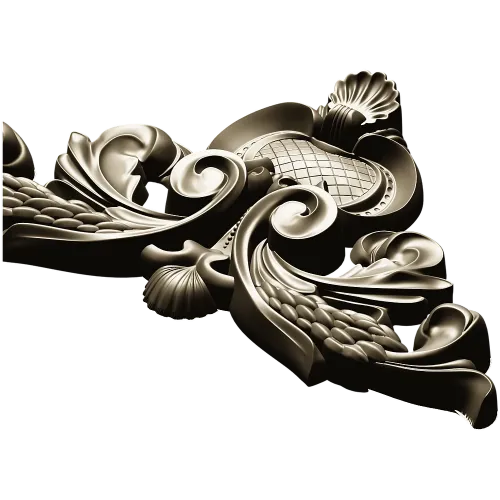 Ornate acanthus cartouche 3D model in STL for CNC carving