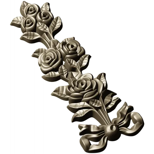 Rose ribbon vertical applique stl model for CNC milling