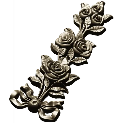 Rose ribbon vertical applique stl model for CNC milling