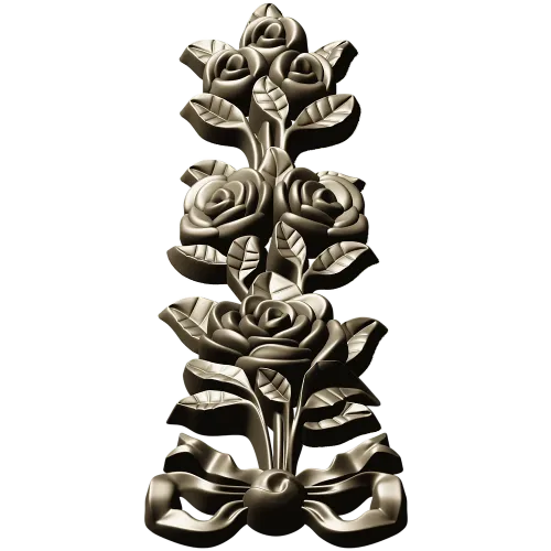 Rose ribbon vertical applique stl model for CNC milling