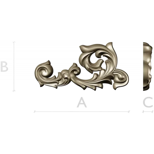 Acanthus Scroll Corner - STL 3D model for CNC