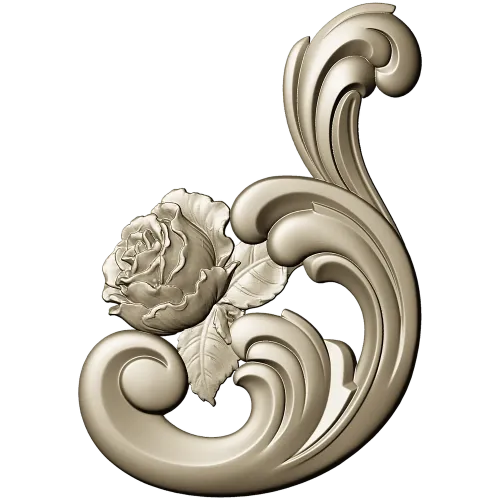 Декоративный картуш с розой - STL 3D модель для ЧПУ