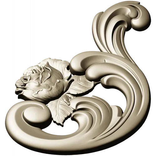 Декоративный картуш с розой - STL 3D модель для ЧПУ