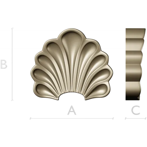 Scallop Fan Applique STL 3D Model for CNC