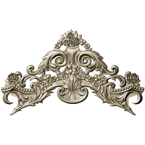Rococo Floral Crest STL 3D model for CNC carving