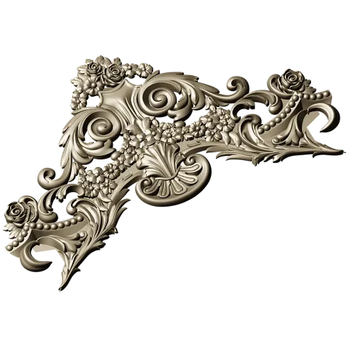 Rococo Floral Crest STL 3D model for CNC carving