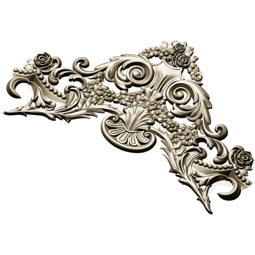 Rococo Floral Crest STL 3D model for CNC carving