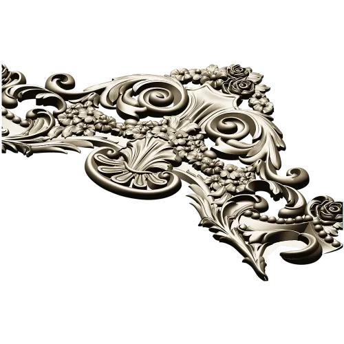 Rococo Floral Crest STL 3D model for CNC carving