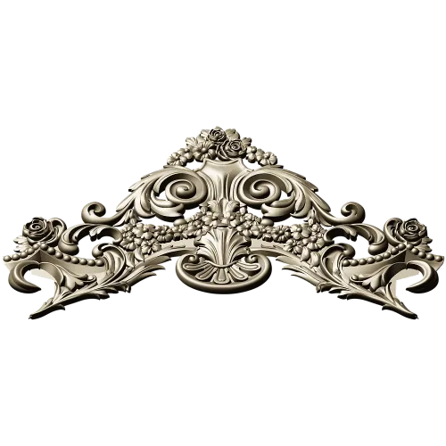 Rococo Floral Crest STL 3D model for CNC carving