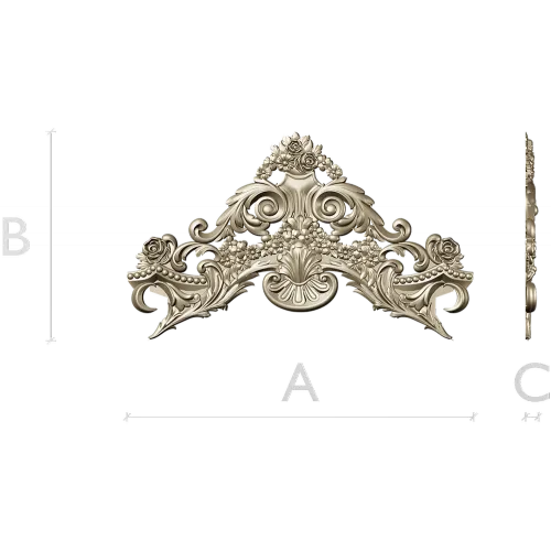 Rococo Floral Crest STL 3D model for CNC carving