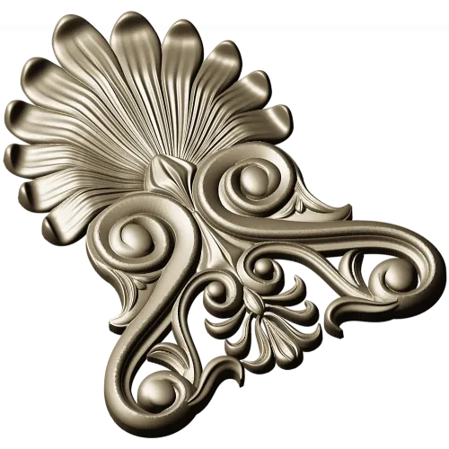 Elegant Shell & Scroll Corner - STL 3D Model for CNC