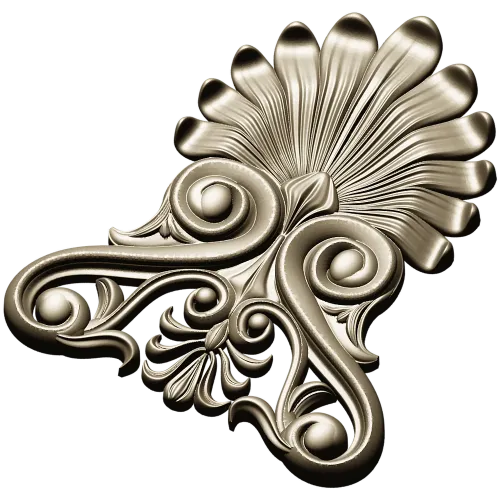 Elegant Shell & Scroll Corner - STL 3D Model for CNC